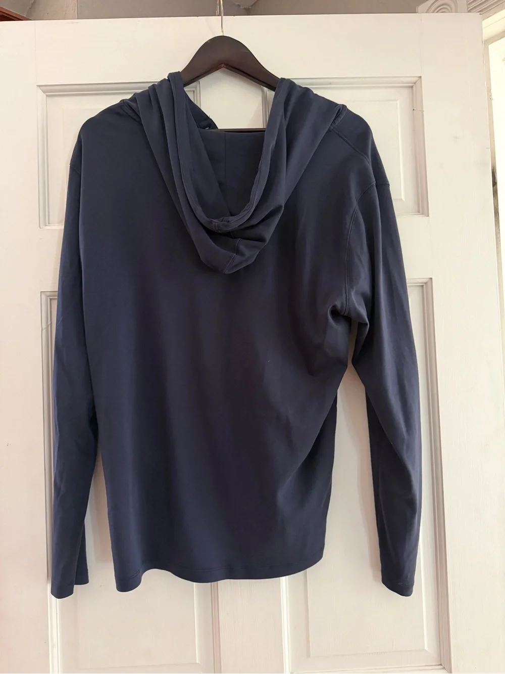 Robert Barakett Mens Large Navy Pima Cotton Henley Hoodie Excellent Condition